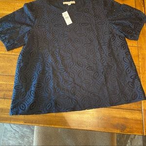 Loft NWT navy blue lace top